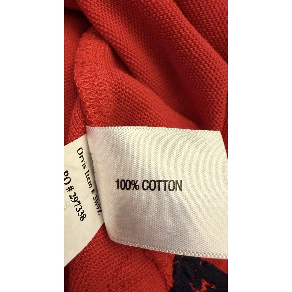 Orvis Orange Red Solid Polo Shirt Men's L Short Sleeve 100% Cotton Knit Logo EUC - Picture 7 of 9